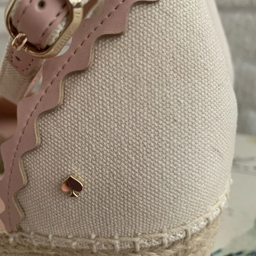 kate spade Pink and Cream Espadrille Wedge Sandals